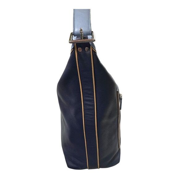 Coach Legacy Leather Light Blue Navy Duffle Shoulder Crossbody Purse Bag READ - Picture 8 of 15